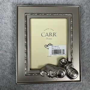 Vintage CARR Picture Frame 3x4 Silver Baby Shoes Accent Nursery Portrait Easel